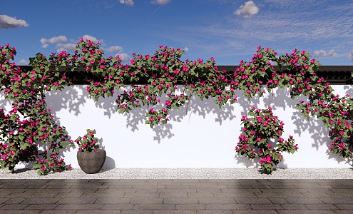 Modern Vine Landscape Wall Flower Wall Bougainvillea Vine Plant Landscape Wall Climbing Vine Plant Green Plant Wall 3d model