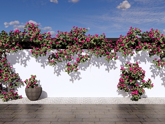 Modern Vine Landscape Wall Flower Wall Bougainvillea Vine Plant Landscape Wall Climbing Vine Plant Green Plant Wall 3d model