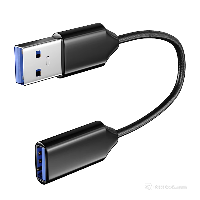 Black Braided USB Cable For High Speed Data Transfer In Phone Digital Accessories 3d model 