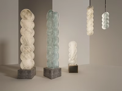 Modern Minimalist Floor Lamps With Twisted Design And Square Bases 3d model