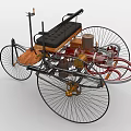 Vintage Car with Wooden Body Large Spoked Wheels and Black Leather Seat