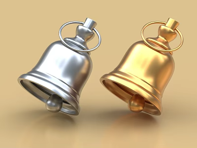 Elegant Decorative Ornament Set With Shiny Silver And Gold Bells For Home 3d model