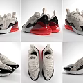 Gray Black Red Nike Air Max Sneakers With Mesh Upper And Red Sole