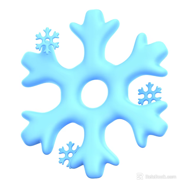 Blue Snowflake Decorative Ornament Set with Small Accent Pieces for Home Decor 3d model 