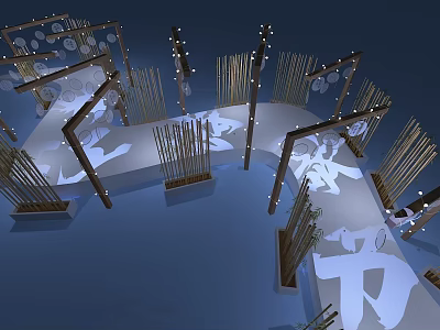 Contemporary Commercial Equipment Showroom Setup With Illuminated Stands And Display Structures 3d model