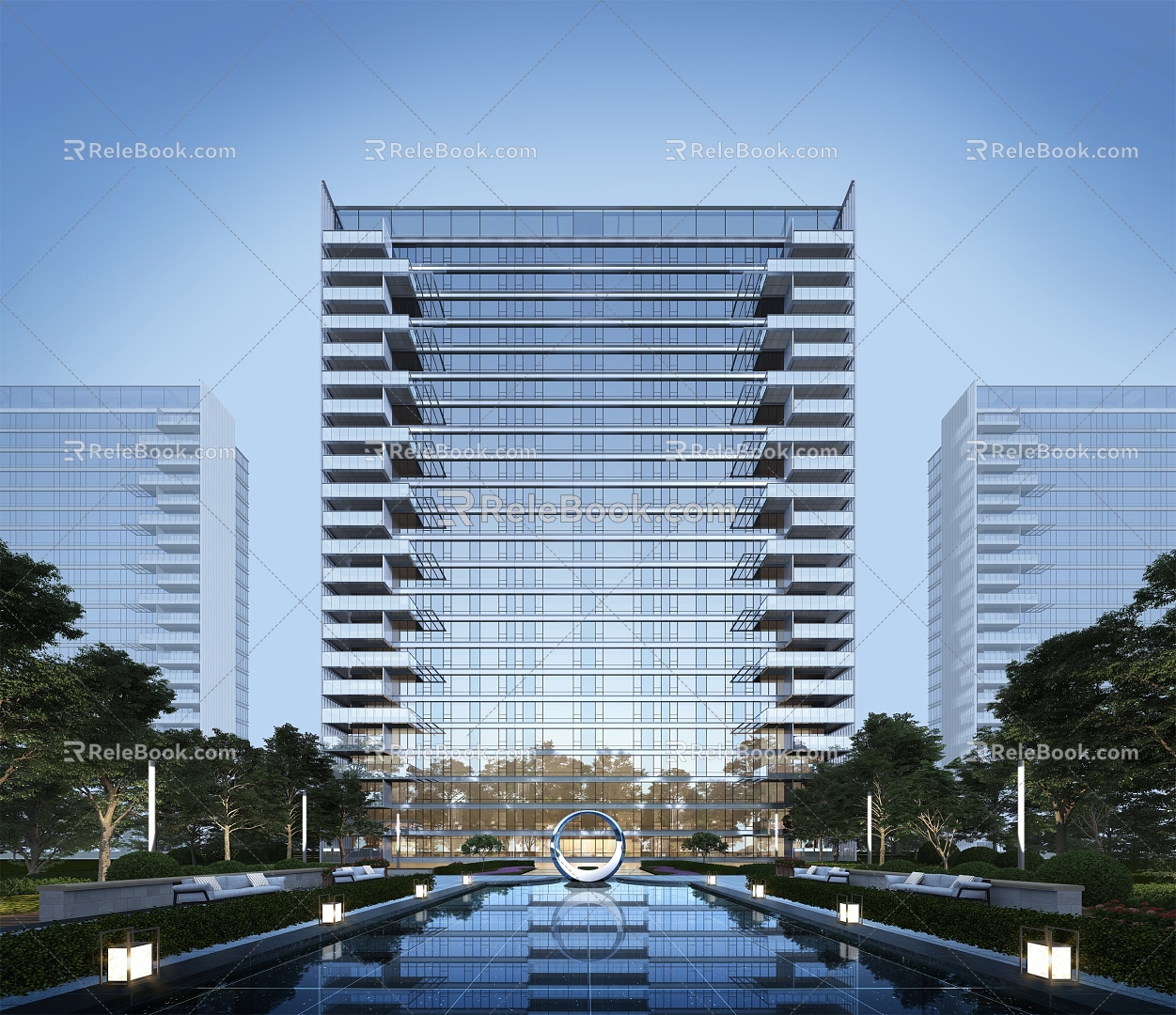 Modern Residential District Simple High-rise Residential Public Facade 3d model