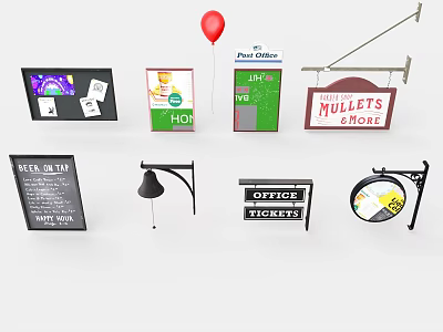Diverse Decorative Furniture Signs For Store Home Office With Unique Designs 3d model