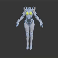 Futuristic Humanoid Design Featuring White Mechanical Armor Yellow Accents And Intricate Patterns
