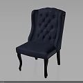 Classic Blue Tufted Accent Chair With Armrests And Dark Wooden Legs Elegant Upholstered Furniture Design