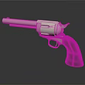 Silver Metal Revolver With Black Grip And Shiny Finish On Dark Background