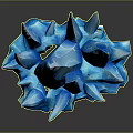 Blue Ice Crystal Structure With Sharp Projections And Glowing Blue Surface
