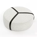 Modern Light Gray Textured Fabric Ottomans With Black Straps And Geometric Patterns 3d model