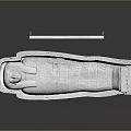 Egyptian Style Mummy Sarcophagus Wooden Sculpture With Gold Red Decorations And Open Lid