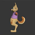 Cute Cartoon Fox Figure Wearing Purple Sweater Standing With Big Ears And Paws