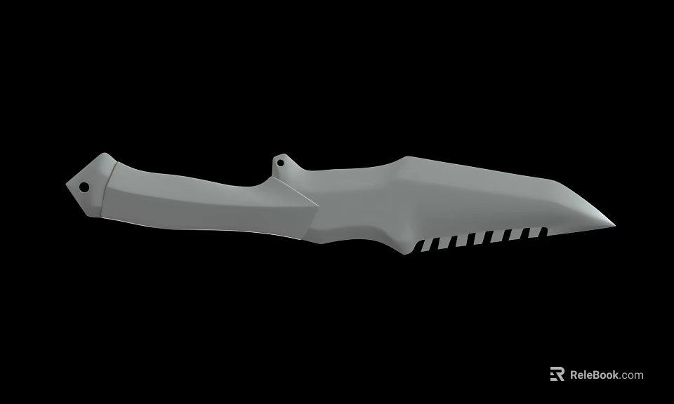 Tactical Survival Knife With Gray Handle Serrated Blade And Durable Construction For Outdoor Use 3d model 