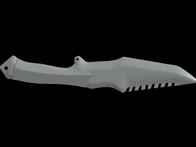 Tactical Survival Knife With Gray Handle Serrated Blade And Durable Construction For Outdoor Use 3d model