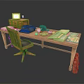 Vintage Office Desk With Old Typewriter Telephone Books And Wooden Chair