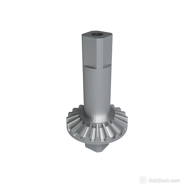 Mechanical Metal Component With Cylindrical Body Gear Structure And Top Hole 3d model 