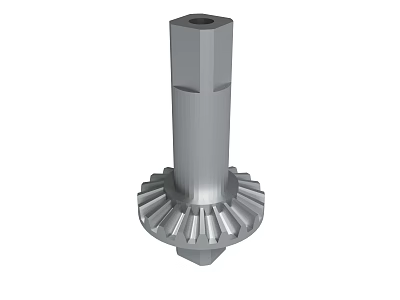 Mechanical Metal Component With Cylindrical Body Gear Structure And Top Hole 3d model