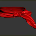 Red Silky Shiny Scarf With Bow Knot On Dark Glossy Background