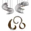 Modern Spiral Chandeliers With Curved Metal Frames For Contemporary Interior Design