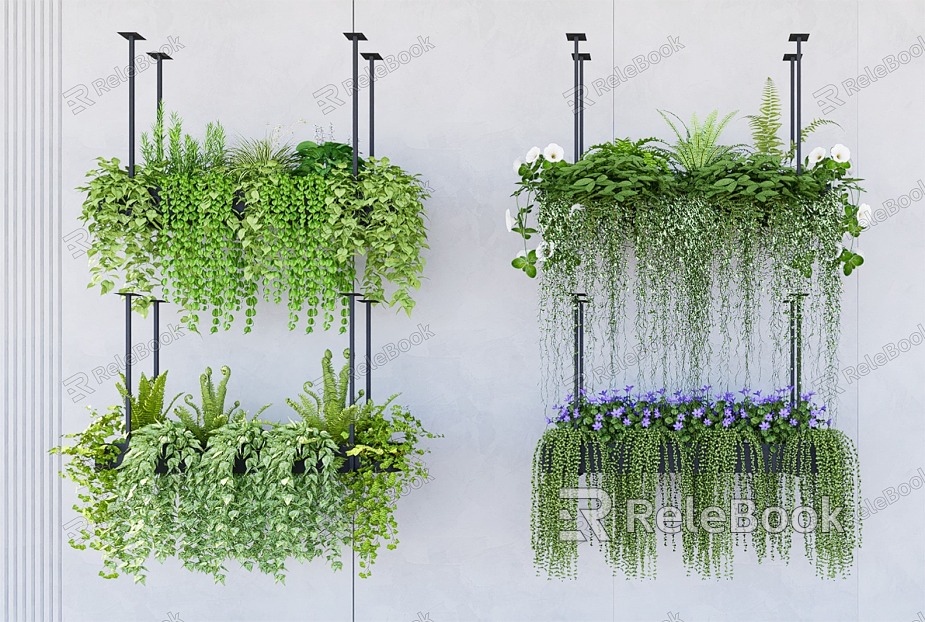 Modern Hanging Basket Potted Vine Chlorophyte Green Plant Flower Basket Lifting Green Plant model