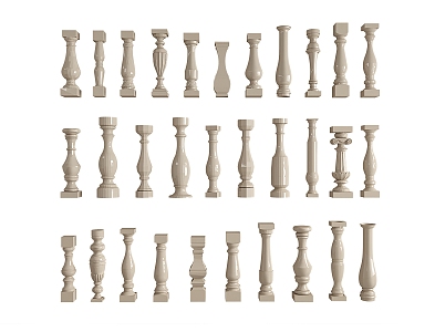 European-style classical baluster column marble column stone treasure bottle baluster column European-style stair column combination stone guard 3d model