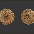 Two Detailed Natural Pine Cones Displaying Brown Texture On Dark Background With Reflection