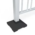 Municipal Road Guardrail With White Curved Rails Black Base And Reflective Strips