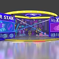 Vibrant Super Star Stage Design With Neon Lights LED Screens And Colorful Decorations