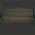 Classic Rich Brown Wooden Bench With Green Metal Armrests And Smooth Slats