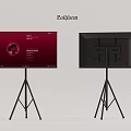 TV With Tripod Stand Featuring Front Screen Display And Back View 3d model