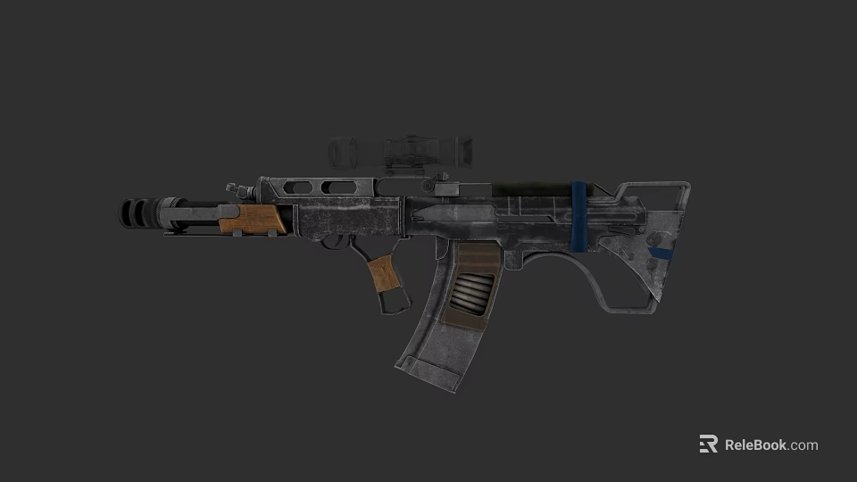 Modern Tactical Assault Rifle Featuring Scope Grip Magazine And Gray Blue Design 3d model 