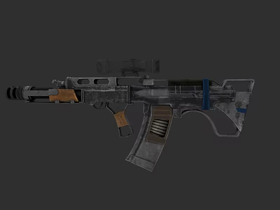 Modern Tactical Assault Rifle Featuring Scope Grip Magazine And Gray Blue Design 3d model