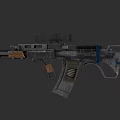 Modern Tactical Assault Rifle Featuring Scope Grip Magazine And Gray Blue Design