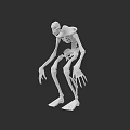 Game Movie Character Skeleton 3D Model With Long Limbs Hunched Posture Sharp Claws
