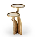 Set of Three Modern Gold Metal Side Tables With Round Top And Elegant Design