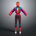 Cartoon Style 3D Character With Red Hair Colorful Jacket Yellow Top And White Shoes