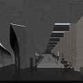 Modern Cultural Center Interior Design With Geometric Architecture Lighting And Staircase