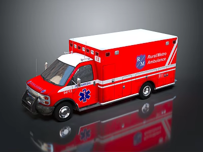 Red And White Rural Metro Ambulance Vehicle With Medical Star Emblem 3d model