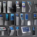 Public Facilities Featuring Self Service Kiosks With Touchscreen Displays And Various Designs