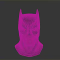 Man Wearing Detailed Batman Mask with Fierce Expression and Dark Design