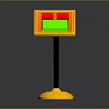 Modern Decorative Furniture With Yellow Frame Square Red Green Panel Black Stand Yellow Base