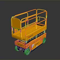 Yellow Mobile Scissor Lift Aerial Work Platform With Safety Guardrail And Wheels