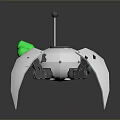 Game Movie Character Futuristic Mechanical Robot With Multiple White Legs Green Accents And Antenna