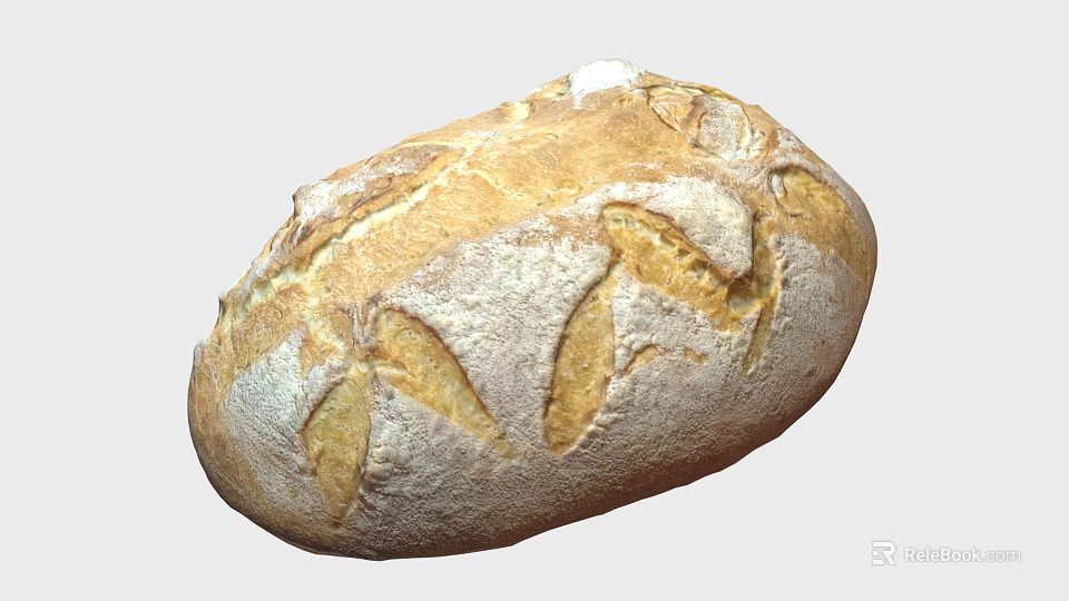 Freshly Baked Artisan Bread With Golden Crust And Textured Scored Surface 3d model 