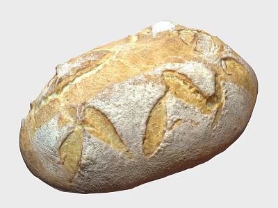 Freshly Baked Artisan Bread With Golden Crust And Textured Scored Surface 3d model