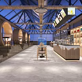 Modern Café Interior Design With Open Space Wooden Elements And Bar Counter