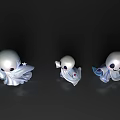 Cute Ghost Game Movie Characters With White Sheets Different Poses And Star Decoration