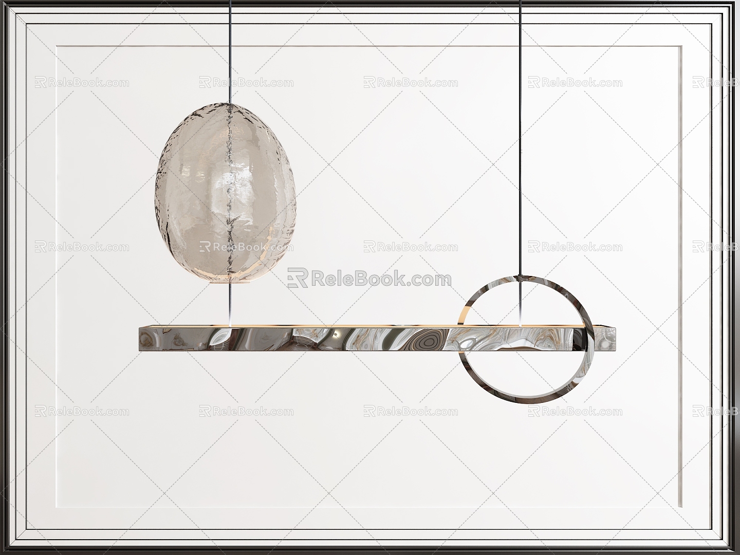 Modern stainless steel strip chandelier model